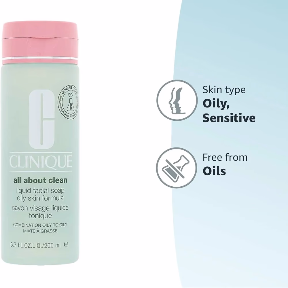 Clinique All About Clean Mild Liquid Facial Soap 200ml – Gentle Foaming Face Cleanser 4