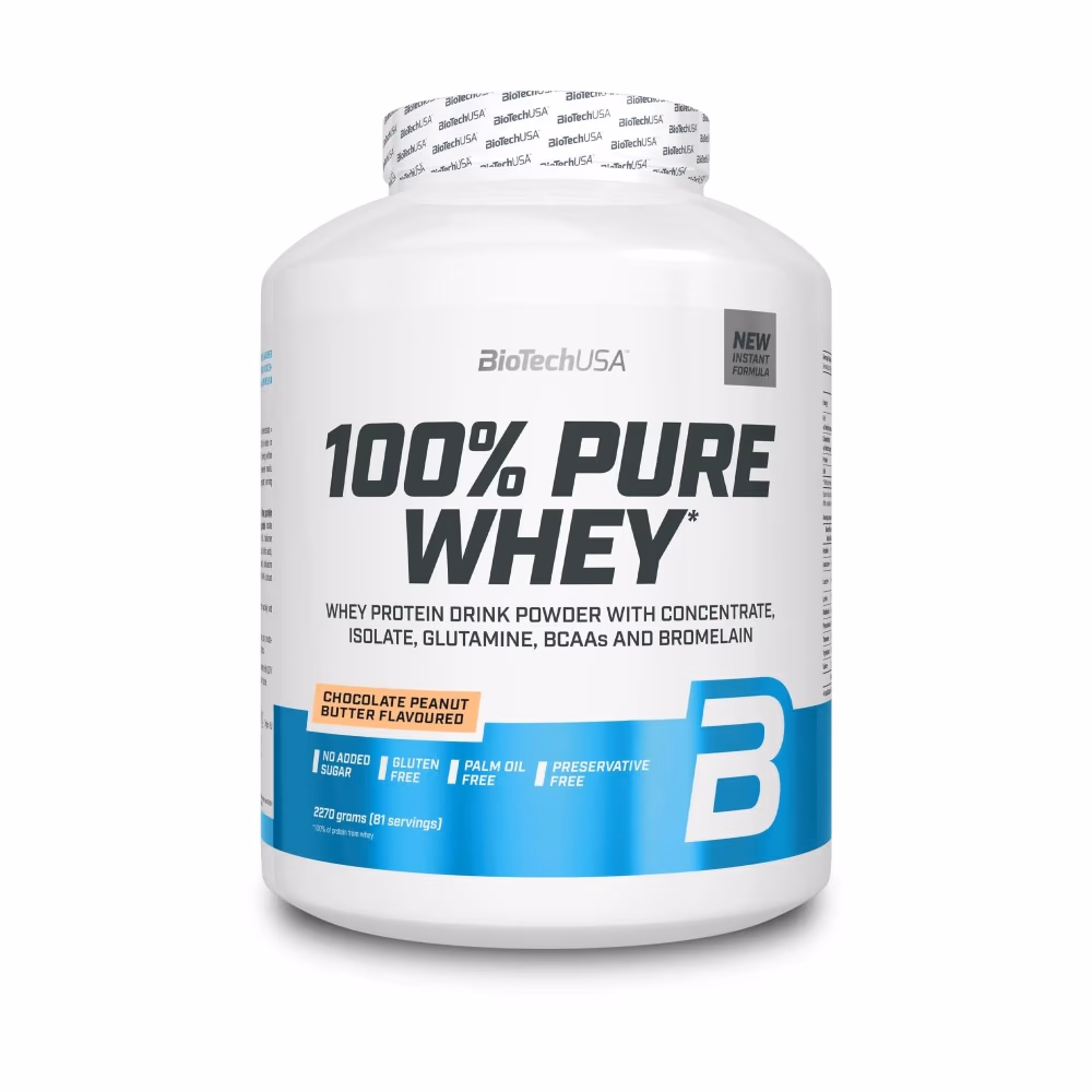 BioTechUSA Pure Whey Chocolate Peanut Butter 2270g: High-Quality Whey Protein Blend for Muscle Growth & Recovery