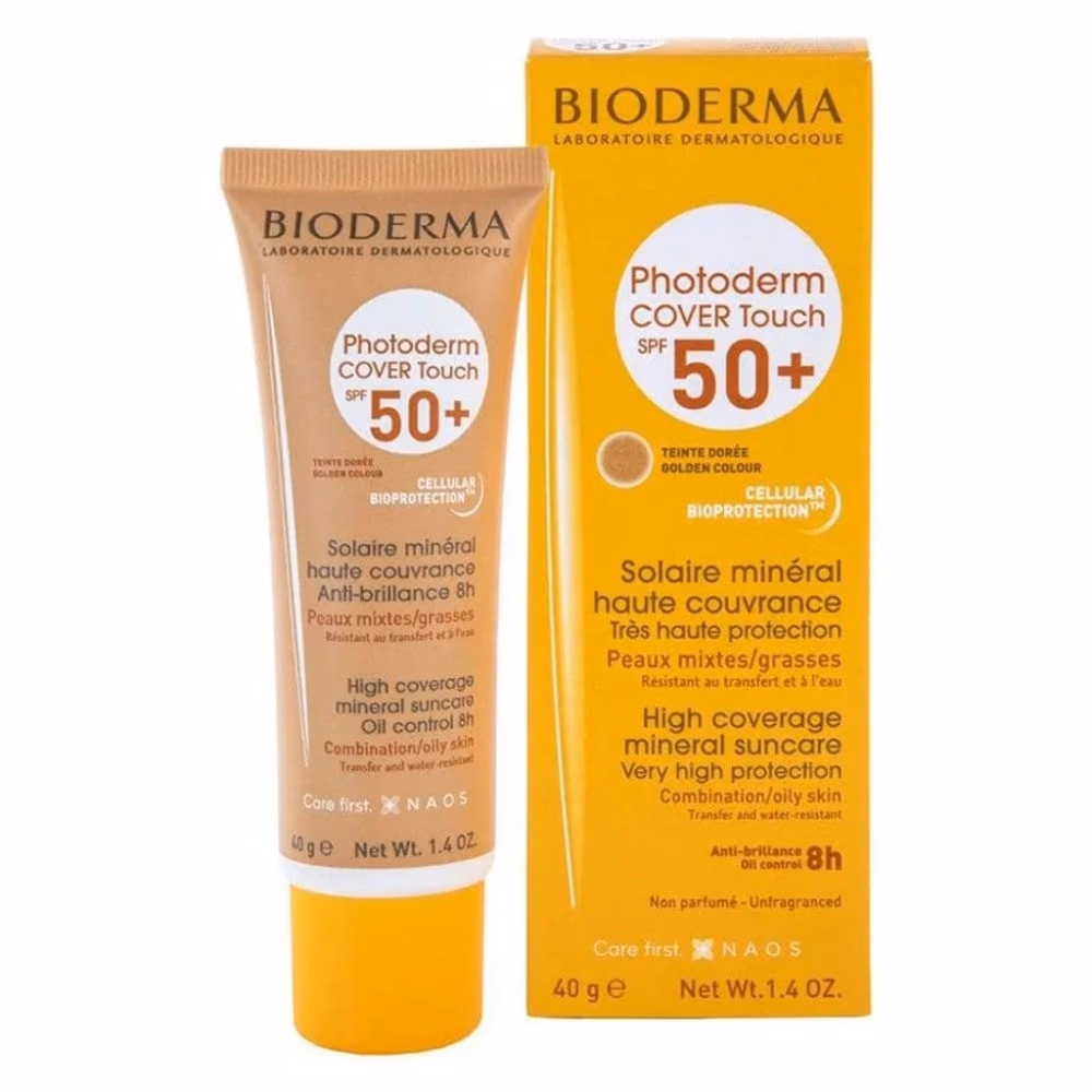 Bioderma Photoderm Cover Touch Mineral Sunscreen SPF 50+ 40g | Tinted Mineral Sunblock for Sensitive & Acne-Prone Skin | Mattifying High Protection 1