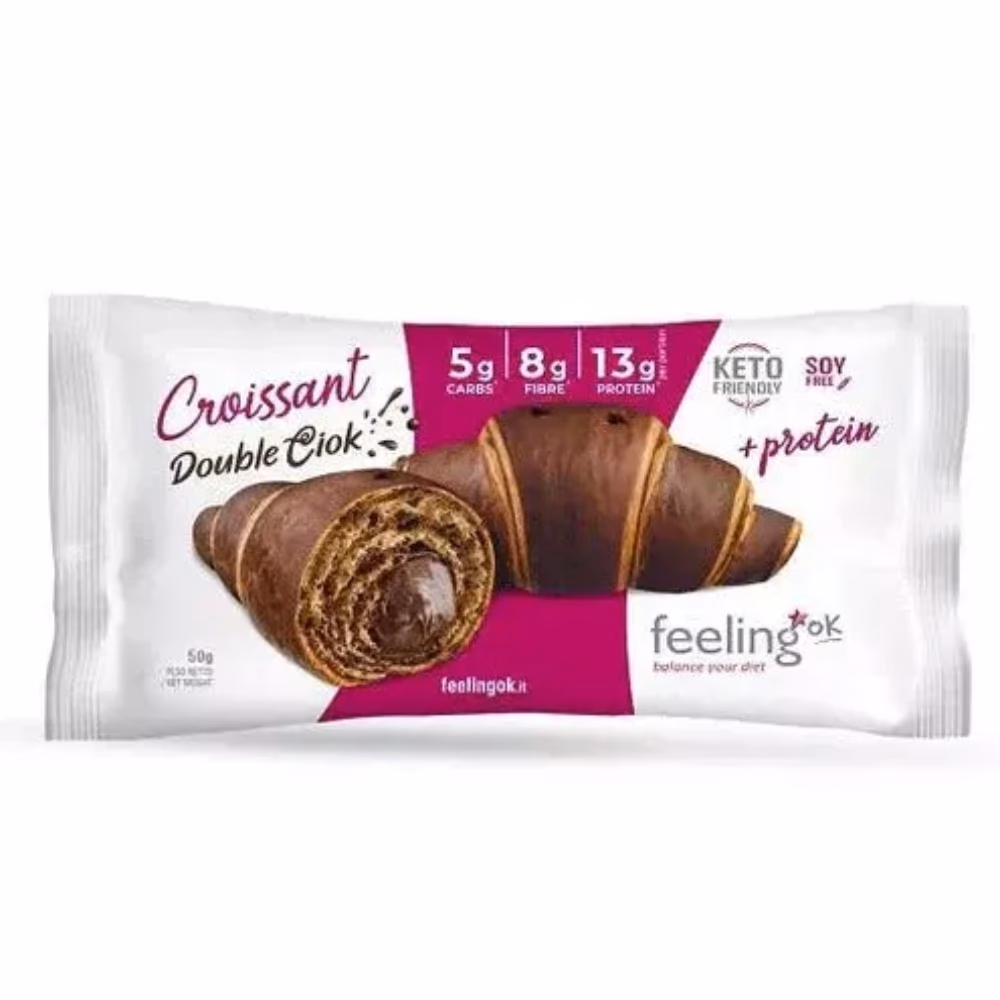 FEELING OK Croissant+ Protein Double Chocolate 50g – High Protein Chocolate-Filled Croissant 1