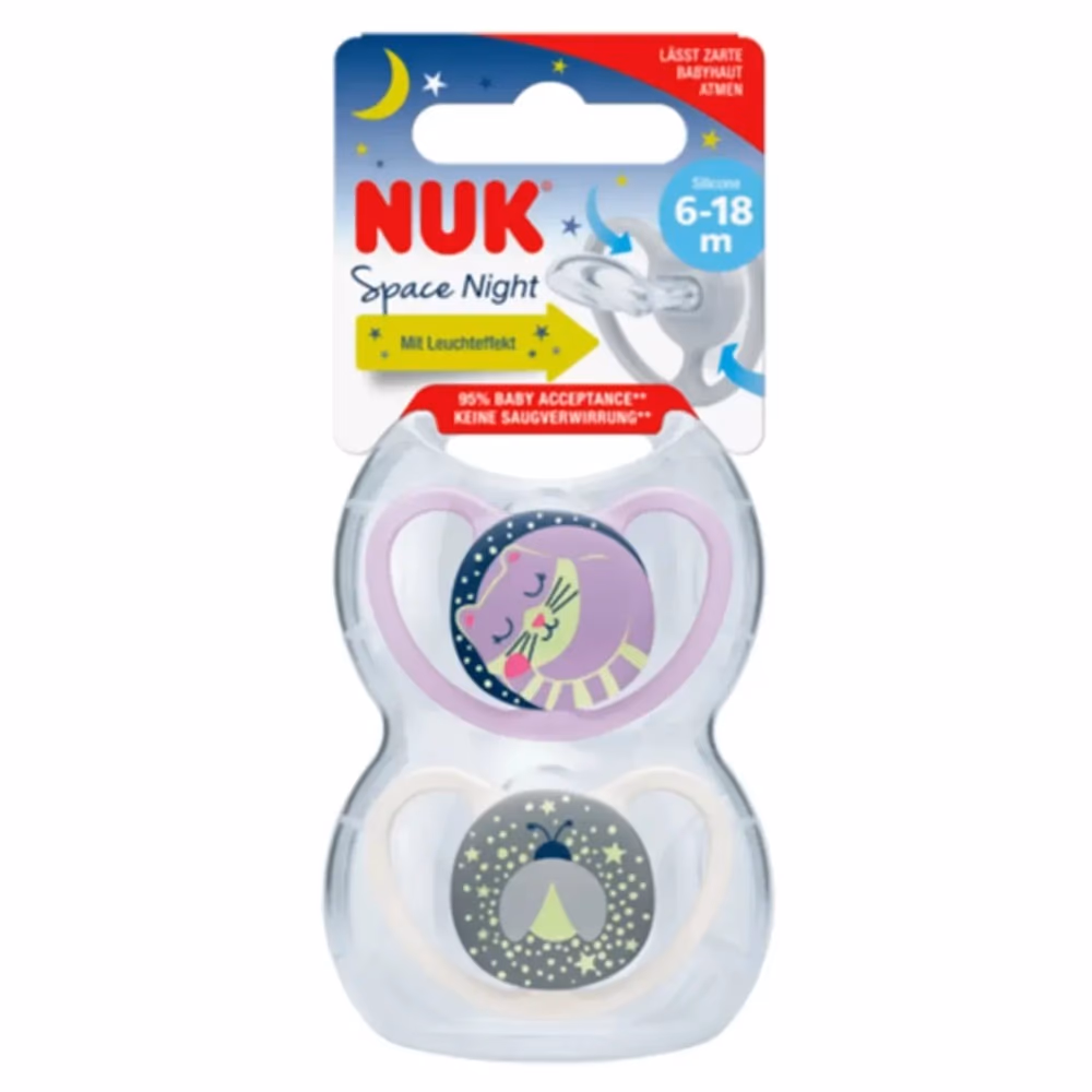 NUK Soother Space Night 6–18 Months – Orthodontic Night Pacifier