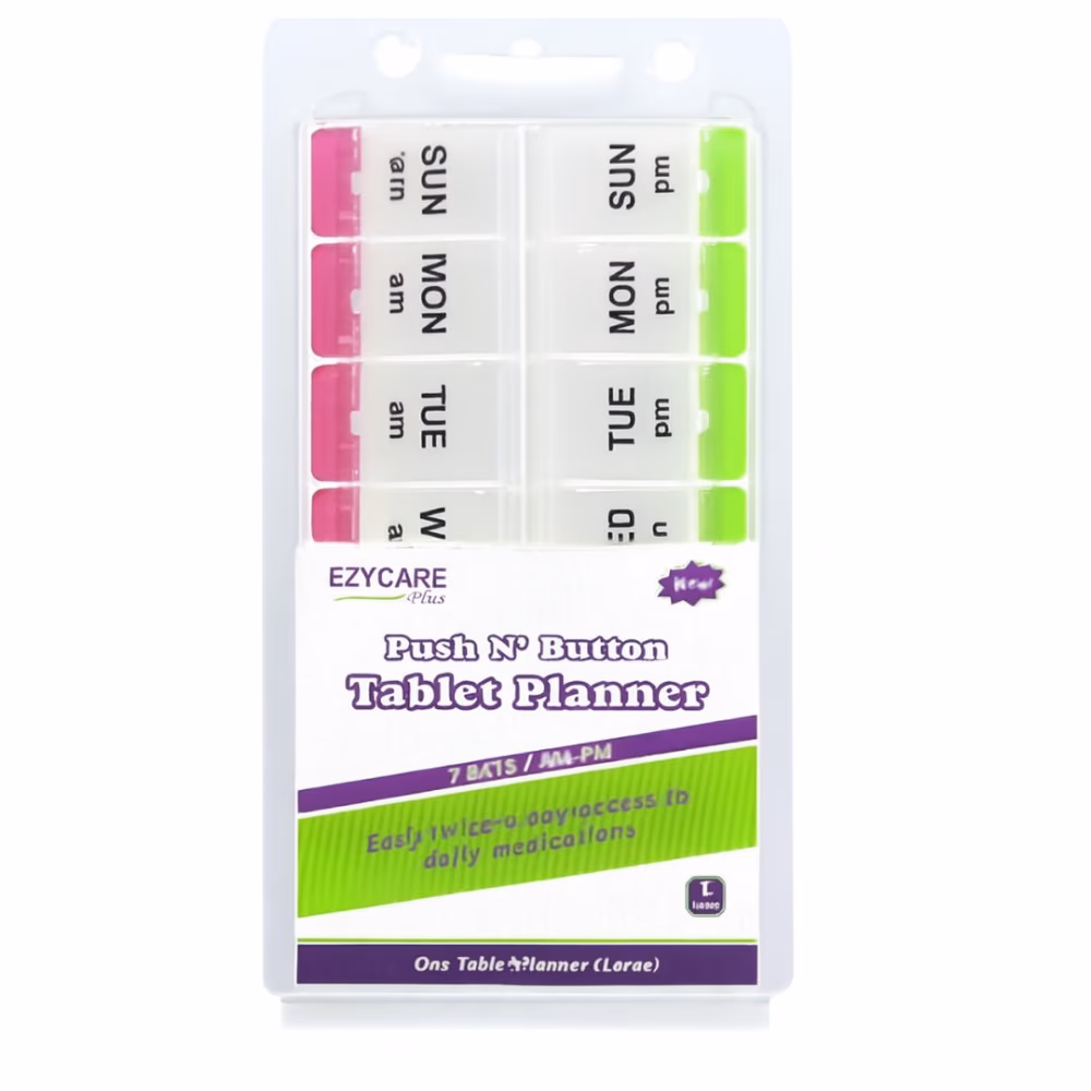 Ezycare Tablet Planner Push N' Button 7 Days AM-PM
