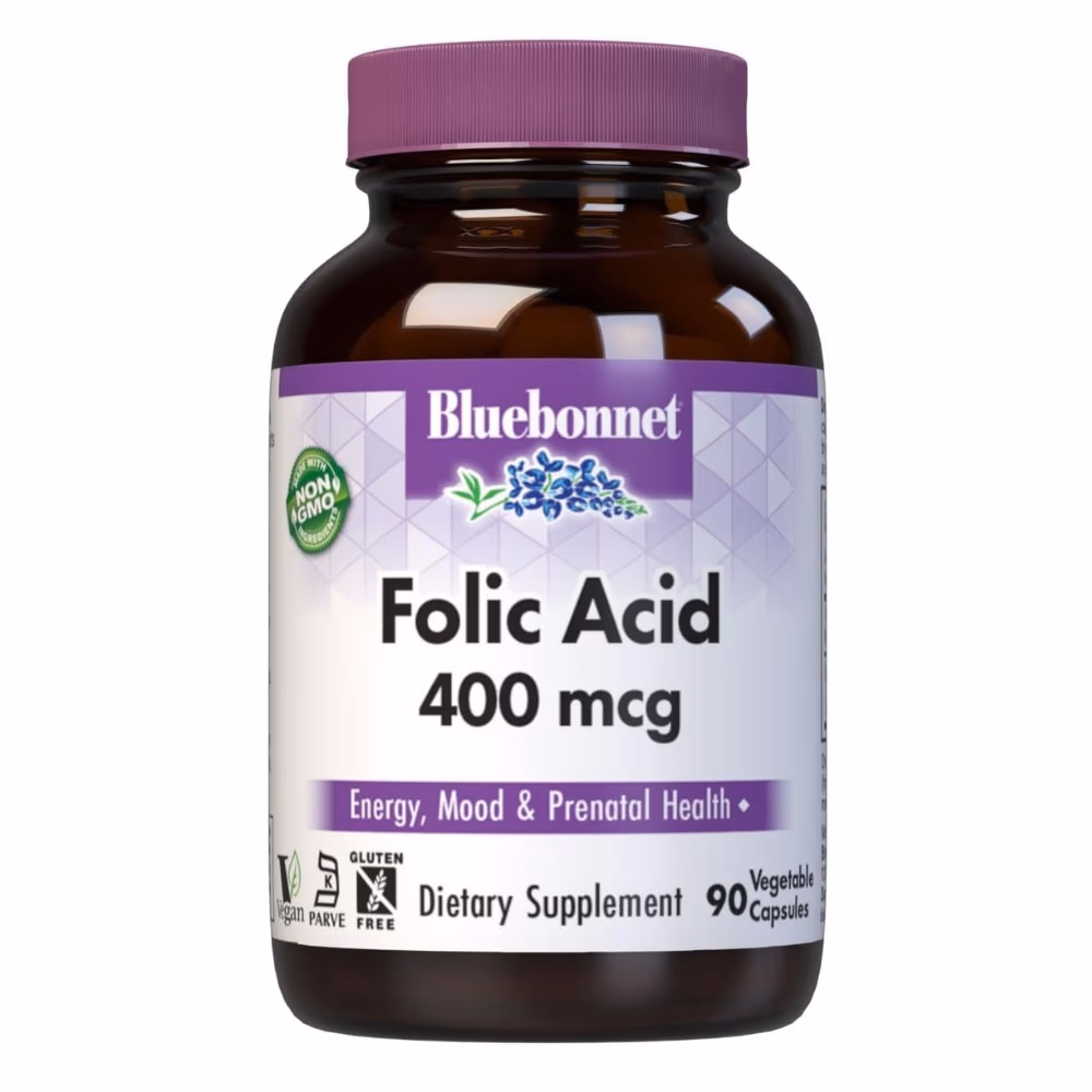 Bluebonnet Folic Acid 400mcg 90 Veg Caps 1