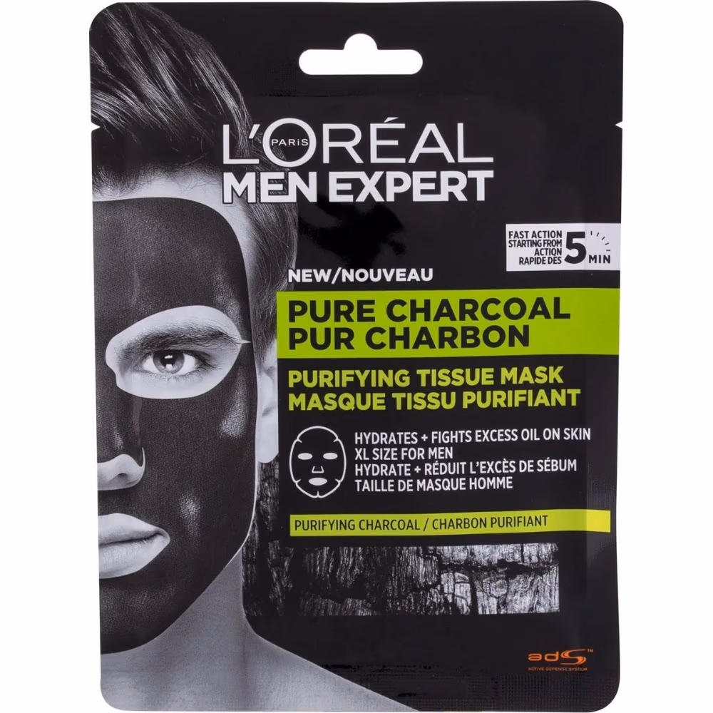 L'Oréal Men Expert Pure Charcoal Purifying Tissue Mask 30g 1