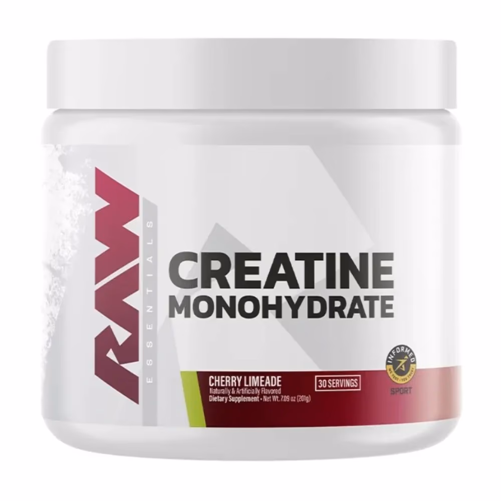 Raw Nutrition Creatine Monohydrate Powder – Cherry Lemonade Flavor, 30 Servings