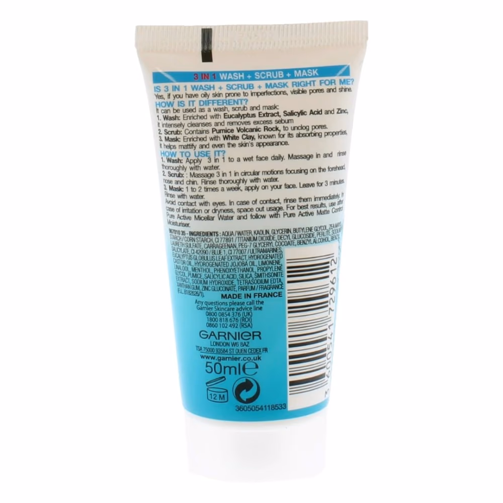Garnier Pure Active 3-in-1 Wash Scrub Mask 50ML 3