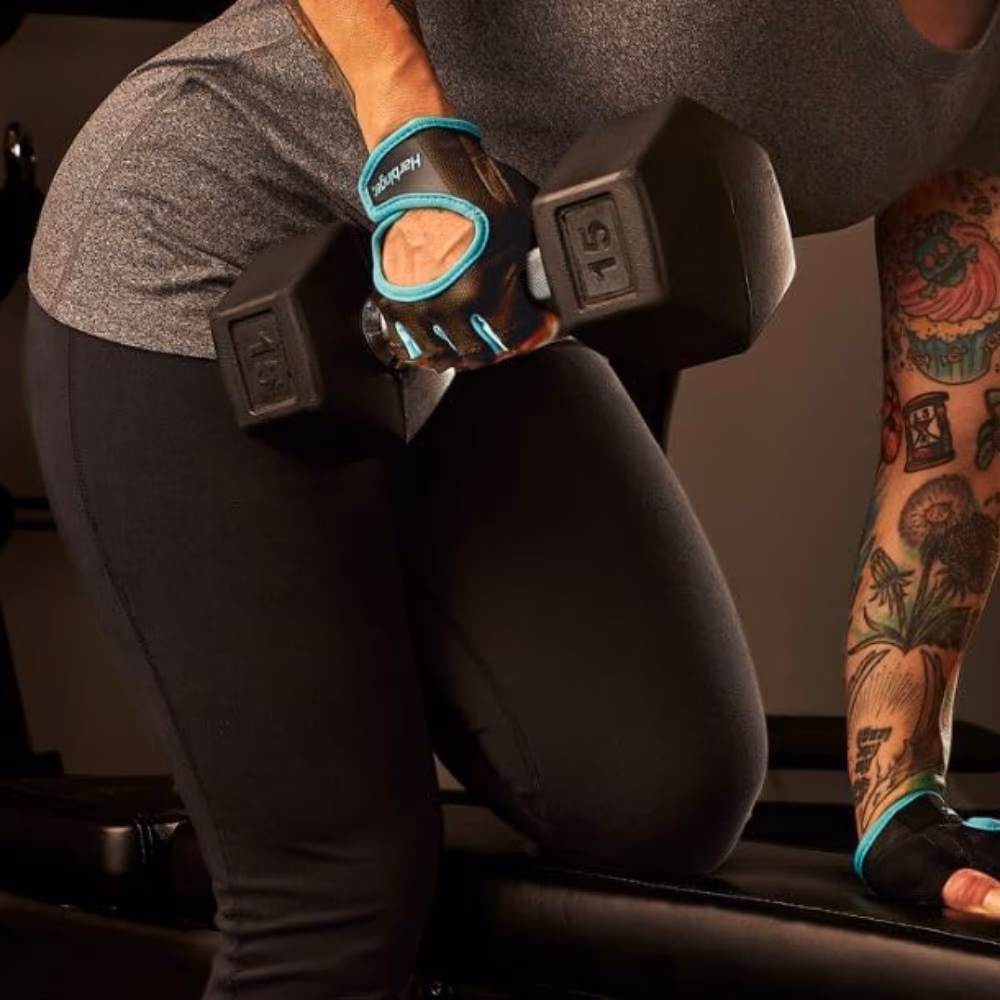 Harbinger Power Gloves for Women – Blue (Size S) | Padded Weightlifting Gloves for Grip, Comfort & Hand Protection 4