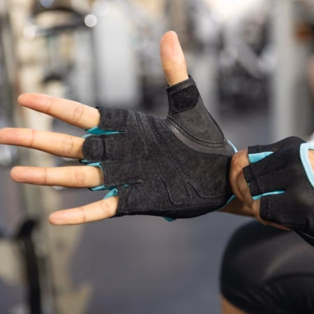 Harbinger Power Gloves for Women – Blue (Size S) | Padded Weightlifting Gloves for Grip, Comfort & Hand Protection 3