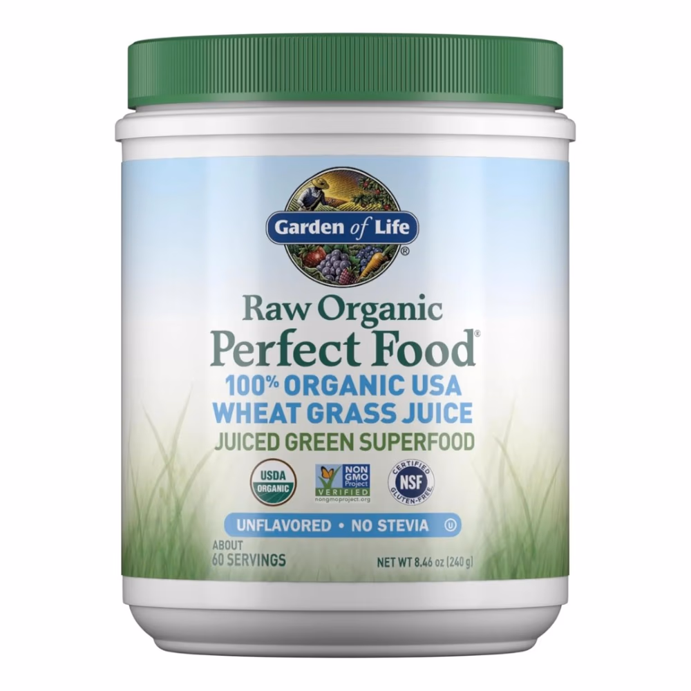 Garden of Life Raw Organic Perfect Food Wheat Grass Juice 240GM - Stevia Free- Unflavoured
