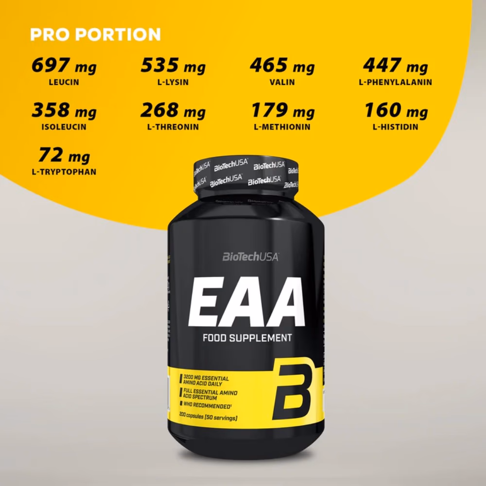 BioTechUSA Essential Amino Acids 200 Capsules – Complete EAA Supplement for Muscle Support 2