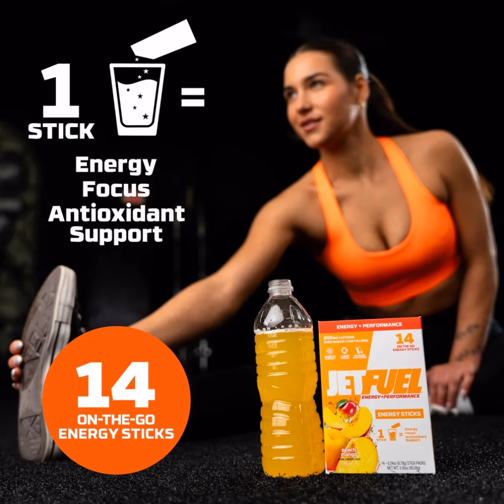 JetFuel Energy Sticks – Blue Raspberry – 14 Sticks | On-the-Go Energy Drink Mix with Caffeine, B-Vitamins & Electrolytes 2