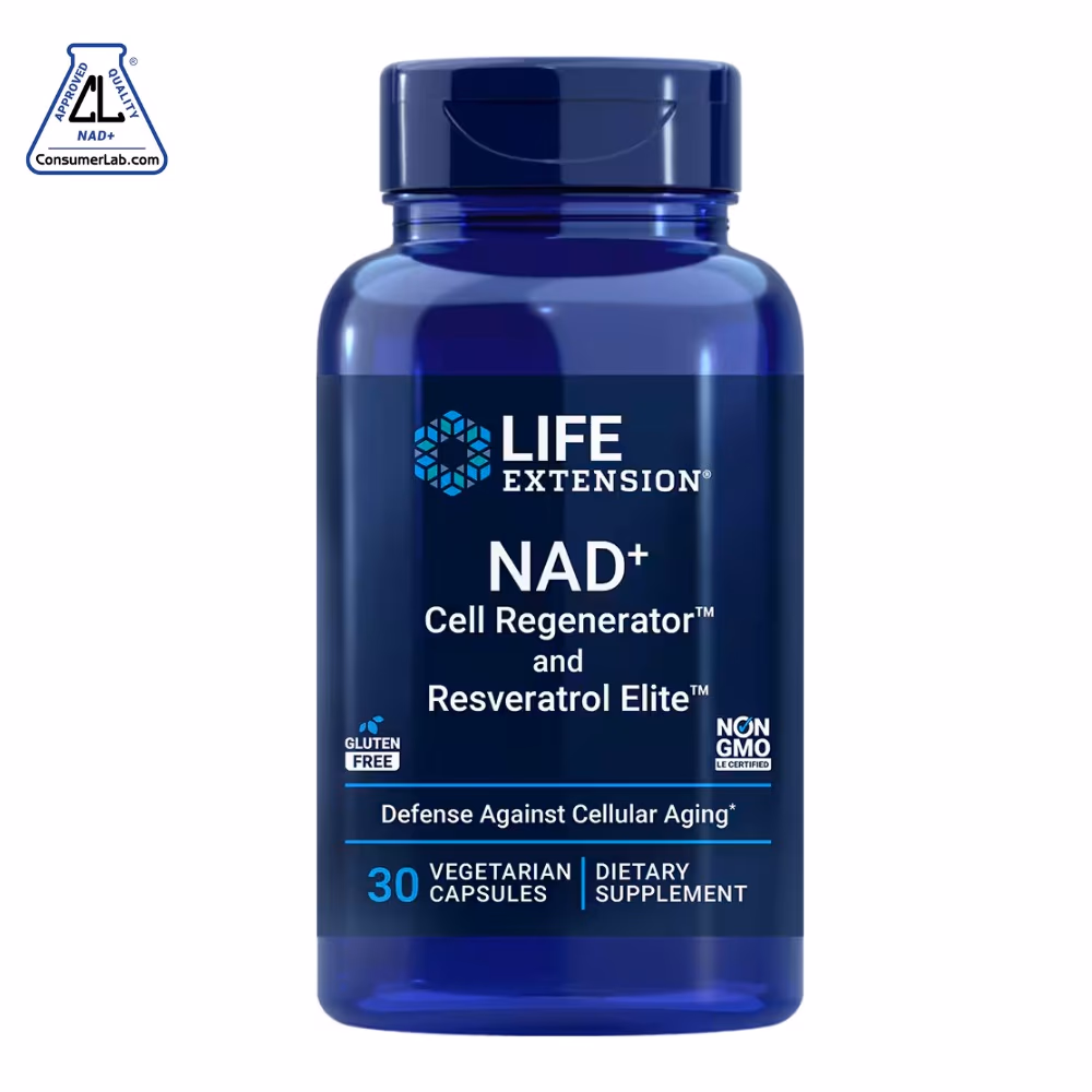 Life Extension NAD+ Cell Regenerator & Resveratrol Elite – 30 Capsules