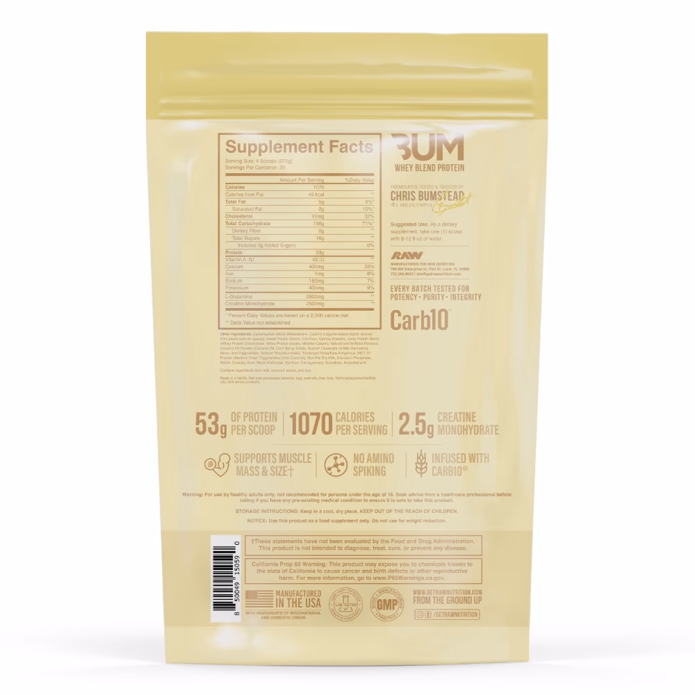 Raw Cbum Mass Gainer Vanilla 12LB 3