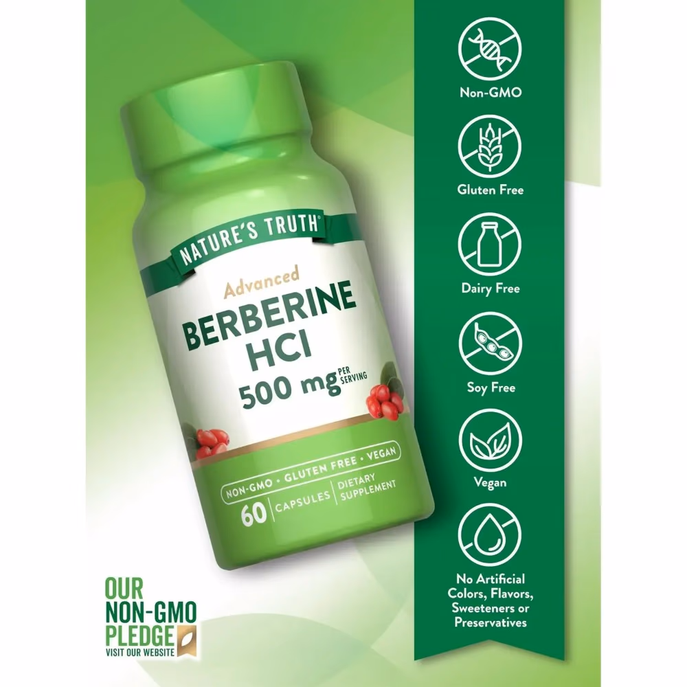 Natures Truth Advanced Berberine HCI 500Mg - 60 Capsules 3