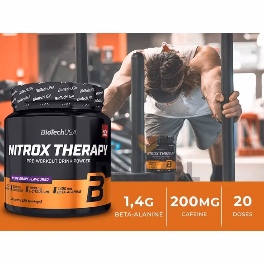 BioTechUSA Nitrox Therapy Peach 340g: Pre-Workout Formula for Pump, Focus & Performance 5