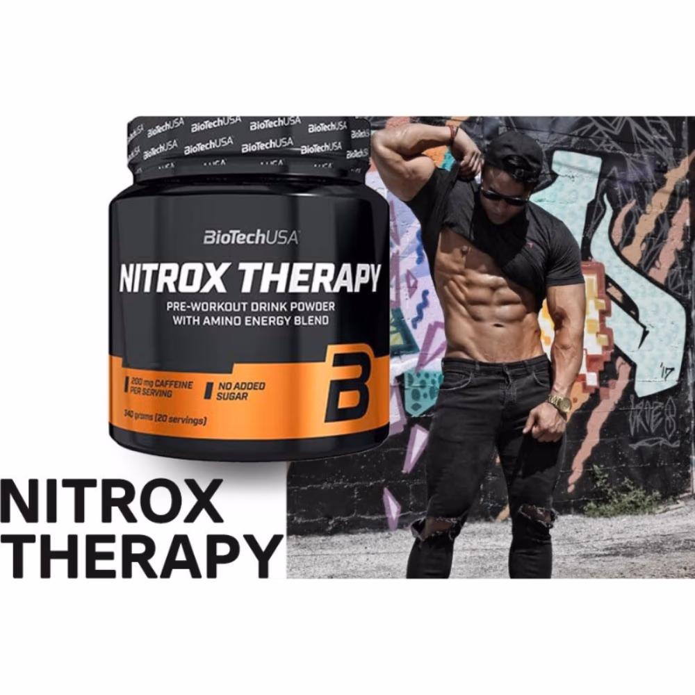 BioTechUSA Nitrox Therapy Peach 340g: Pre-Workout Formula for Pump, Focus & Performance 4