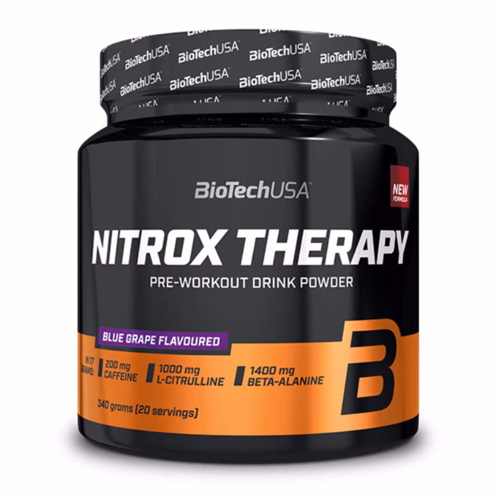 BioTechUSA Nitrox Therapy Grape 340g: Pre-Workout Formula for Pump, Focus & Performance 1