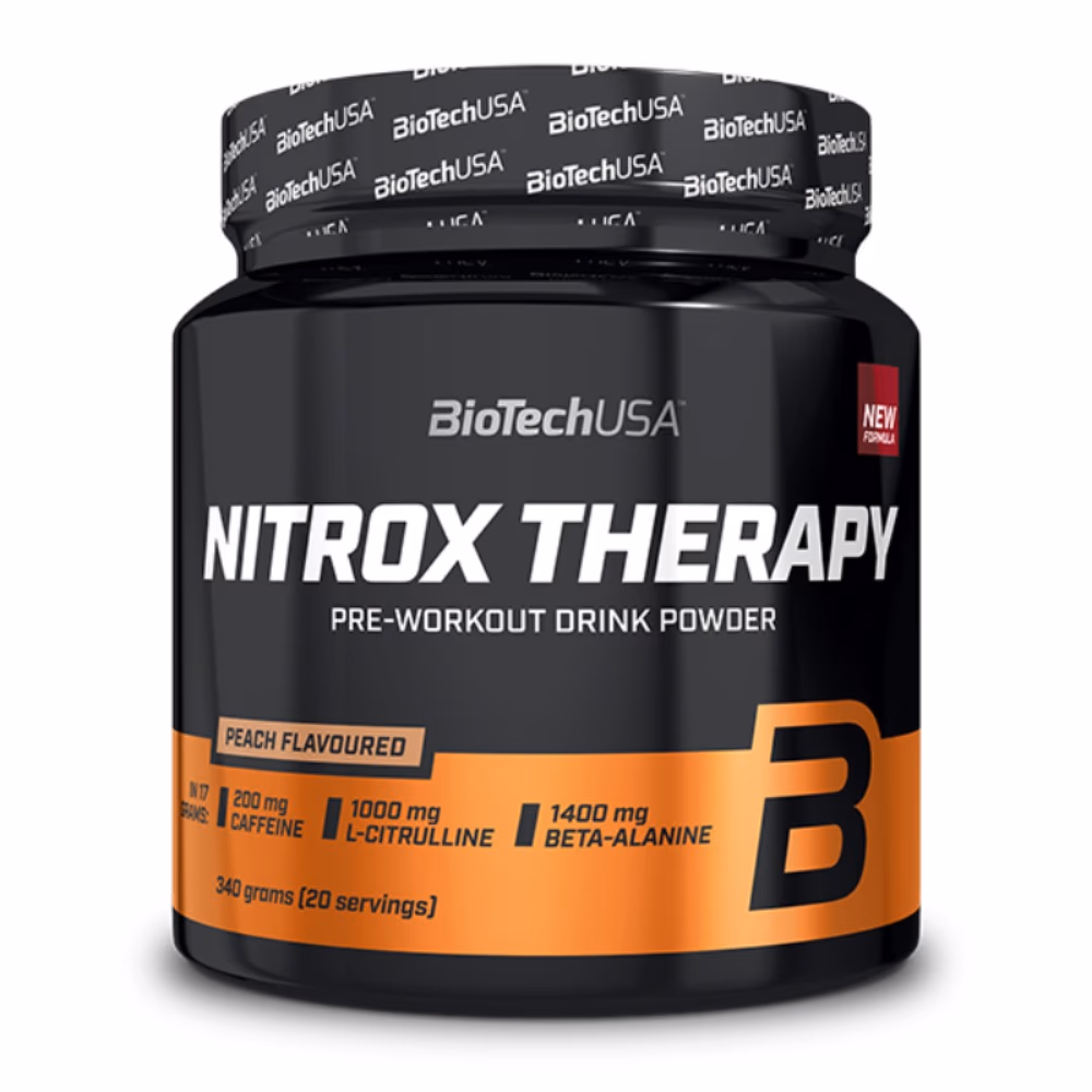 BioTechUSA Nitrox Therapy Peach 340g: Pre-Workout Formula for Pump, Focus & Performance 1