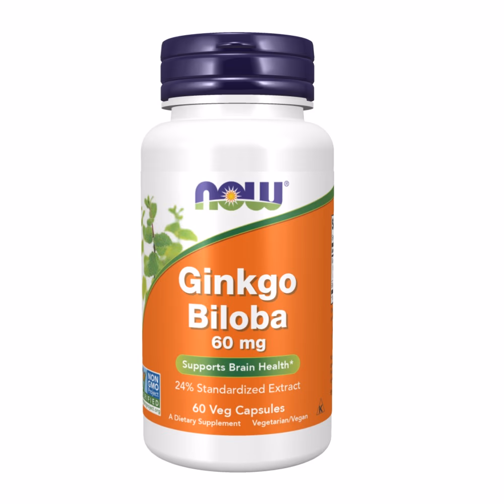 Now Ginkgo Biloba 60mg 60 Veg Capsules 1