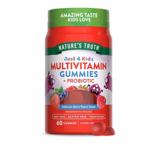 Nature's Truth Kids Multivitamin + Probiotic – 60 Gummies, Berry Punch Flavor