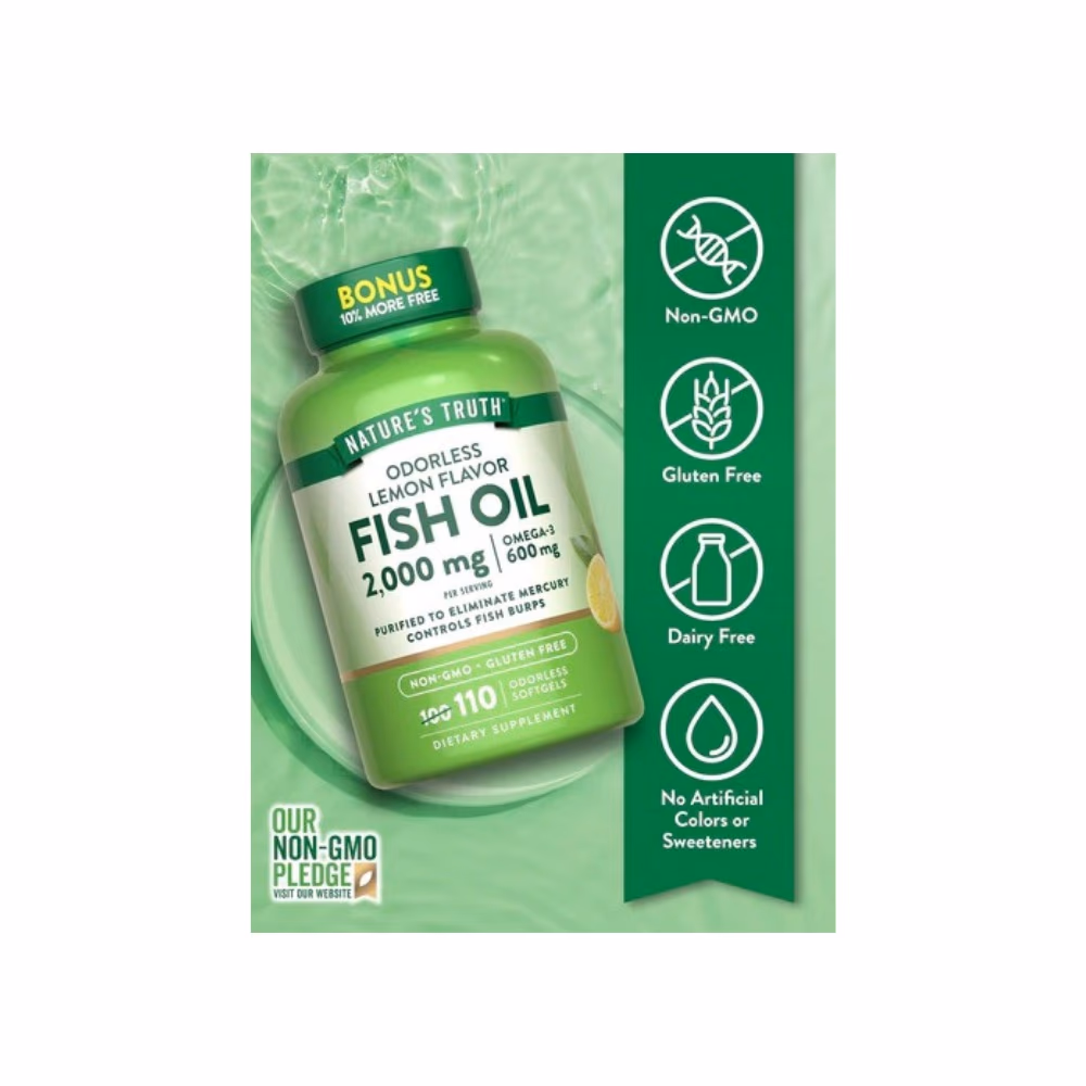 Nature's Truth Odorless Fish Oil 2400mg 90 Softgels  4