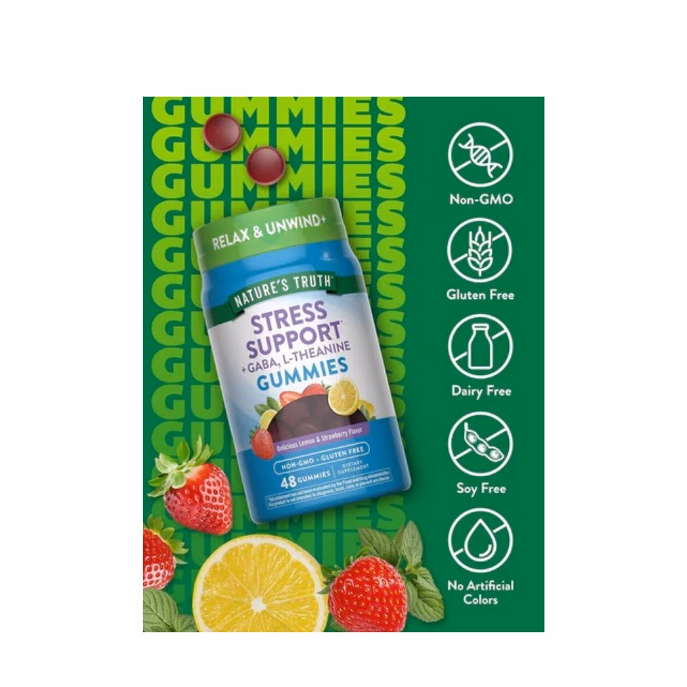 Nature's Truth Stress Support Lemon & Strawberry-48 Gummies  2