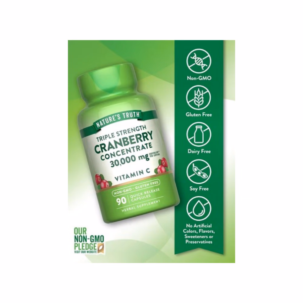 Nature's Truth Triple Strength Cranberry 30,000mg + Vitamin C 90 Caps 3