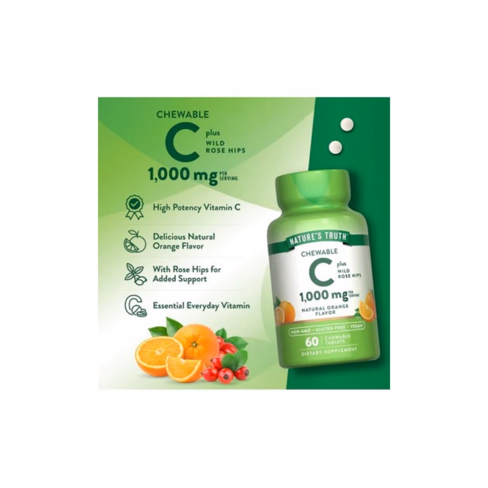 Nature's Truth Vitamin C 1000mg Orange Chewable 60 Tablets 2