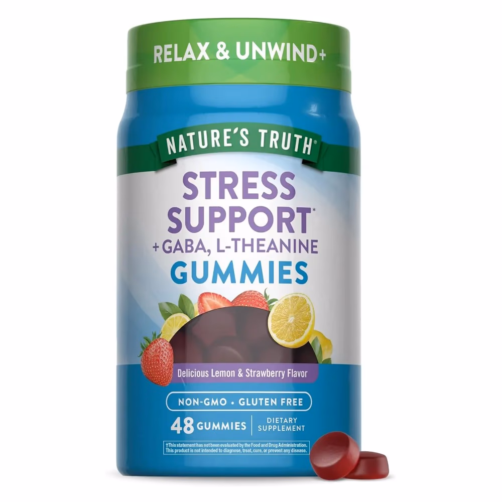 Natures Truth Stress Support + GABA, L-Theanine Gummies - 48 Gummies 1