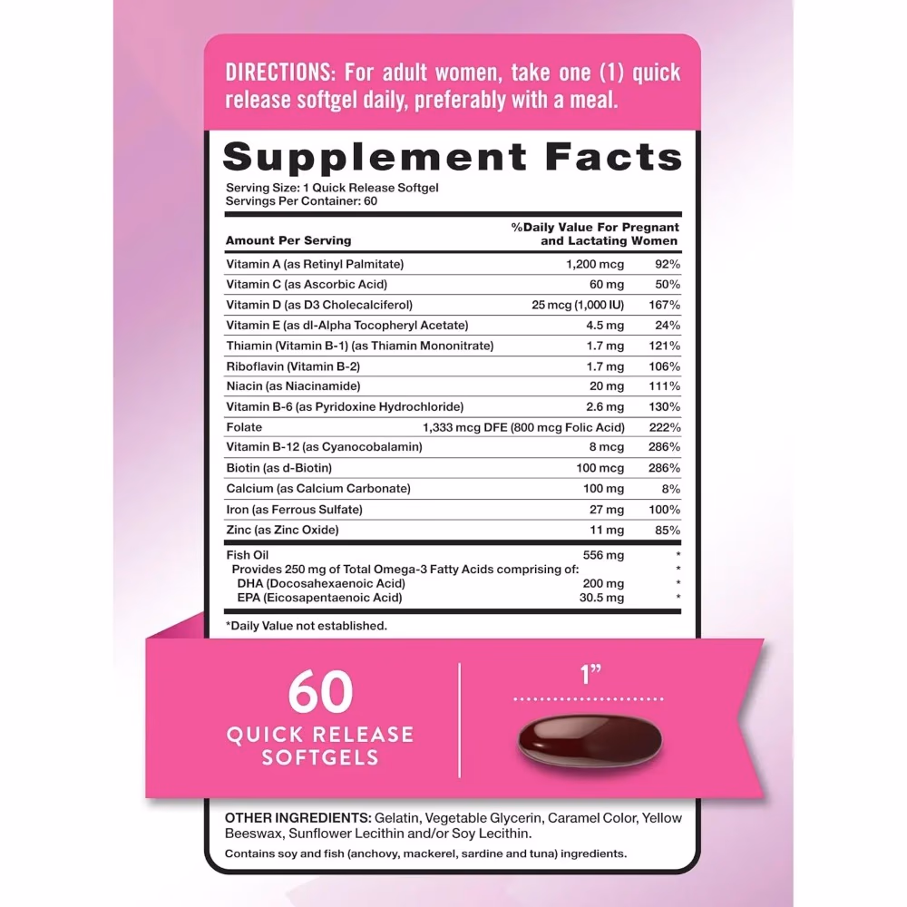 Natures Truth Ultra Prenatal Vitamins+DHA - 60 Softgels 4