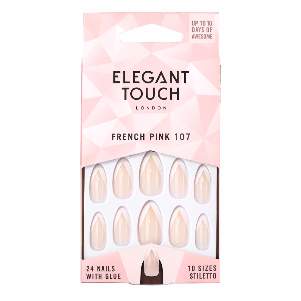 Elegant Touch Statement French Stiletto Pink Nails