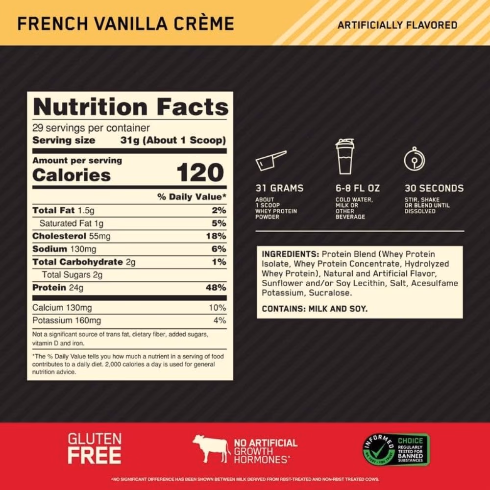 Optimum Nutrition 100% Gold Standard Whey French Vanilla 2LB 3