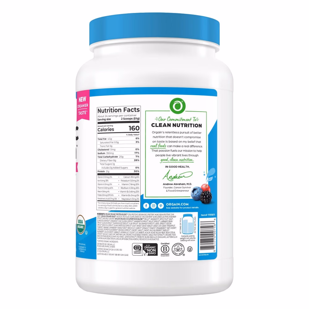 Orgain Organic Protein Powder Plant Based Superfood +1 Billion Probiotics - Vanilla flavor  4