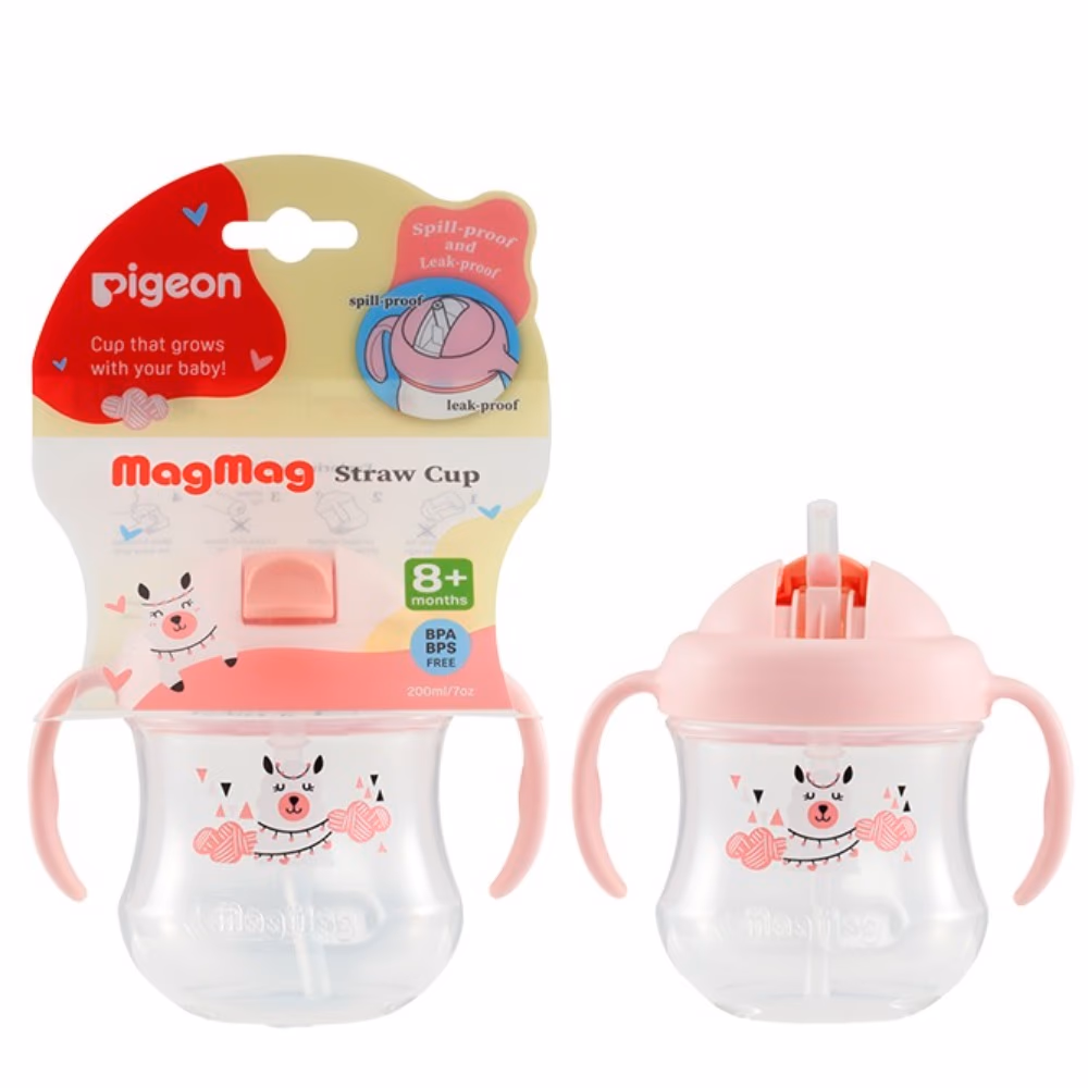 Pigeon MagMag Straw Cup Pink Step 3 200ml 1