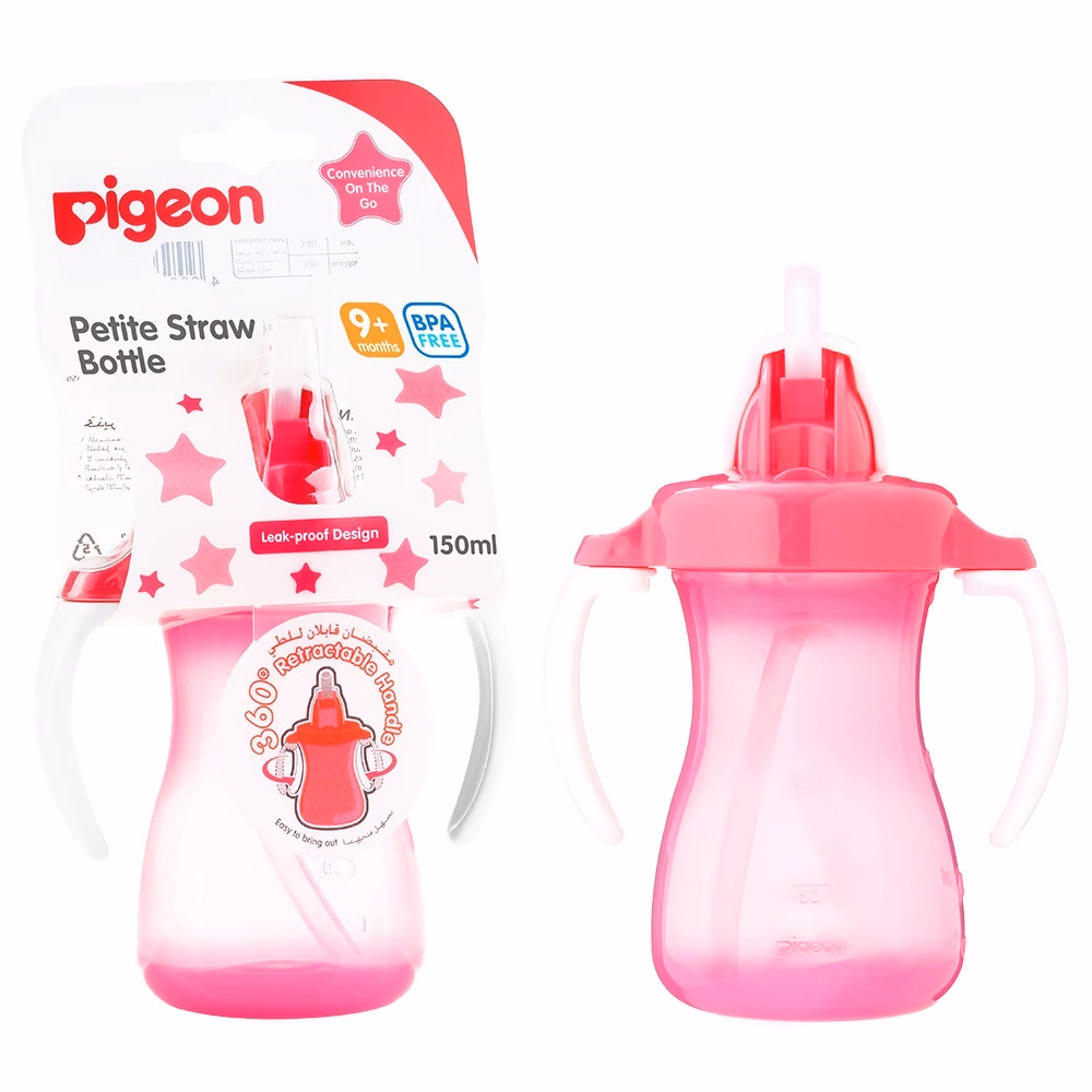 Pigeon Petite Straw Bottle Pink 9+ Months 150ml 26150 1
