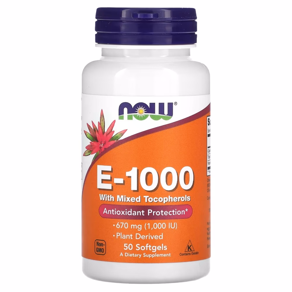 Now Vitamin E 1000 Mixed Tocopherols 50 Softgels 1