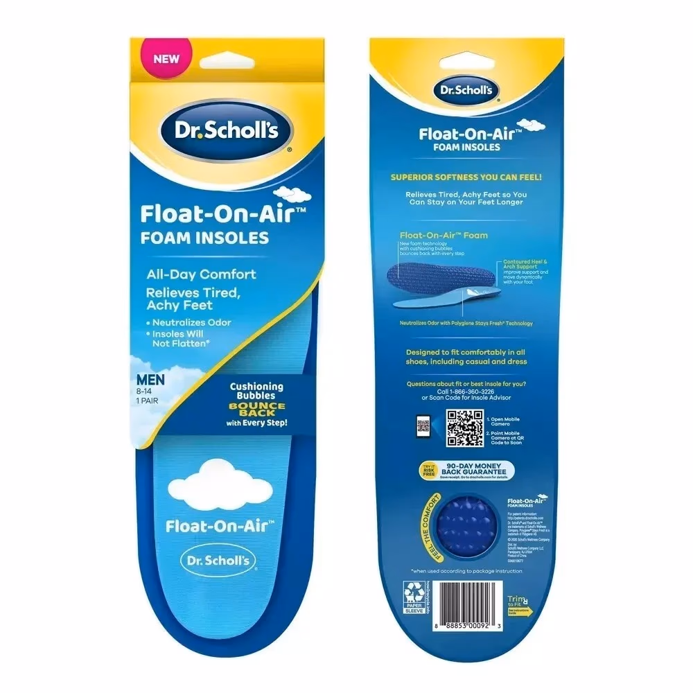 Scholl Float On Air Foam Insoles Men Size 8 to 14