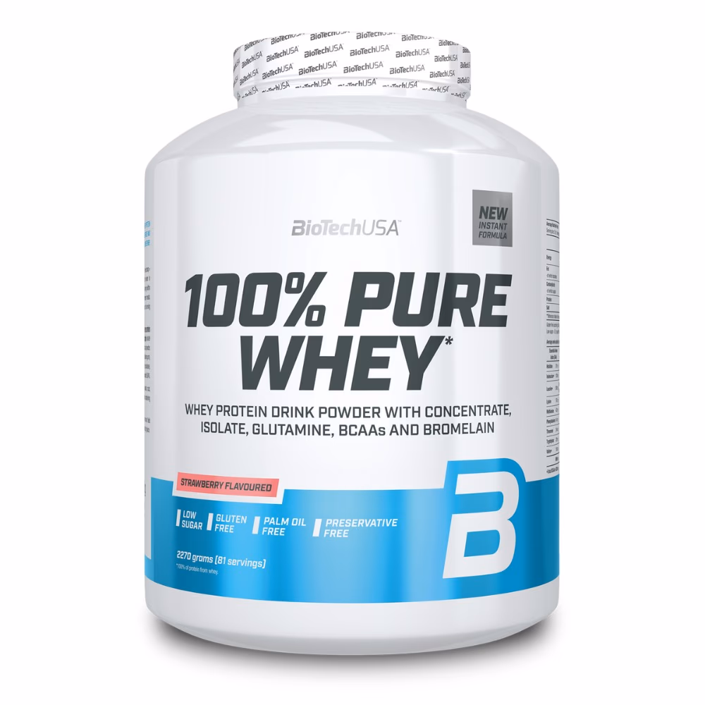 BioTechUSA Pure Whey Strawberry 2270g: High-Quality Whey Protein Blend for Muscle Growth & Recovery 2