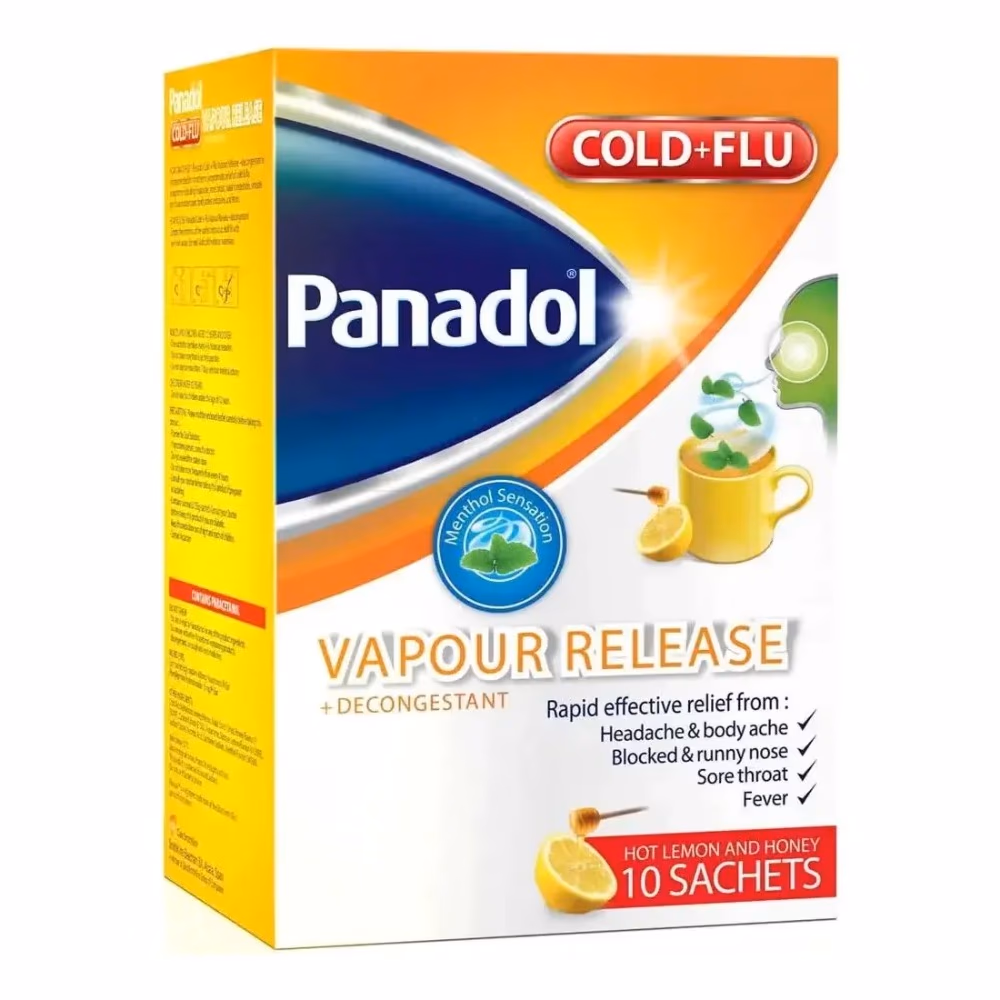Panadol Cold And Flu Vapour Release Hot Lemon & Honey - 10 Sachets