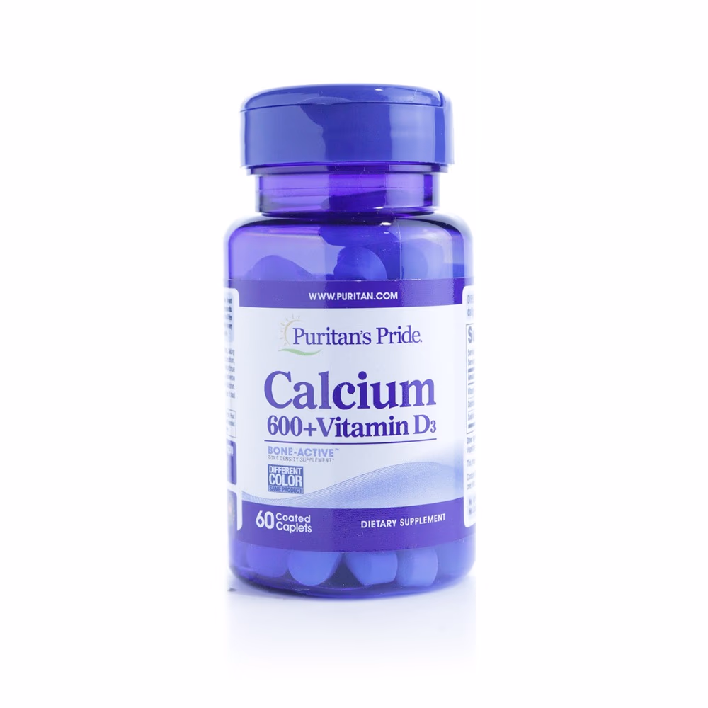 Puritans Pride Calcium 600 + Vitamin D3 Caplets 60S