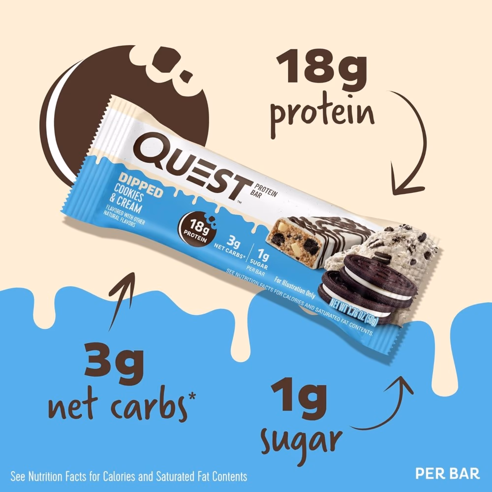 Quest Protein Bar Dipped Cookies & Cream 50g 1
