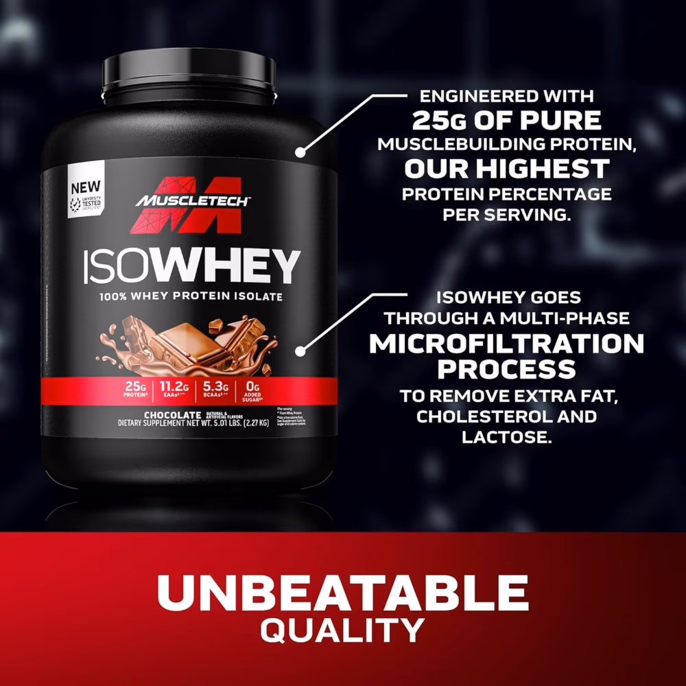 MuscleTech IsoWhey 100% Whey Protein Isolate Chocolate flavor 5lb 3