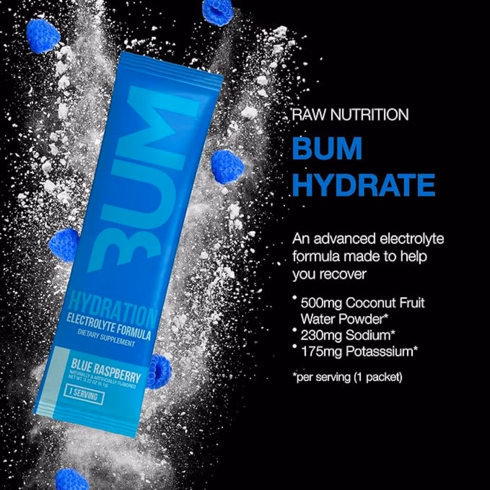 Raw Bum Hydration Powder Blue Raspberry - 20 Sachets  2