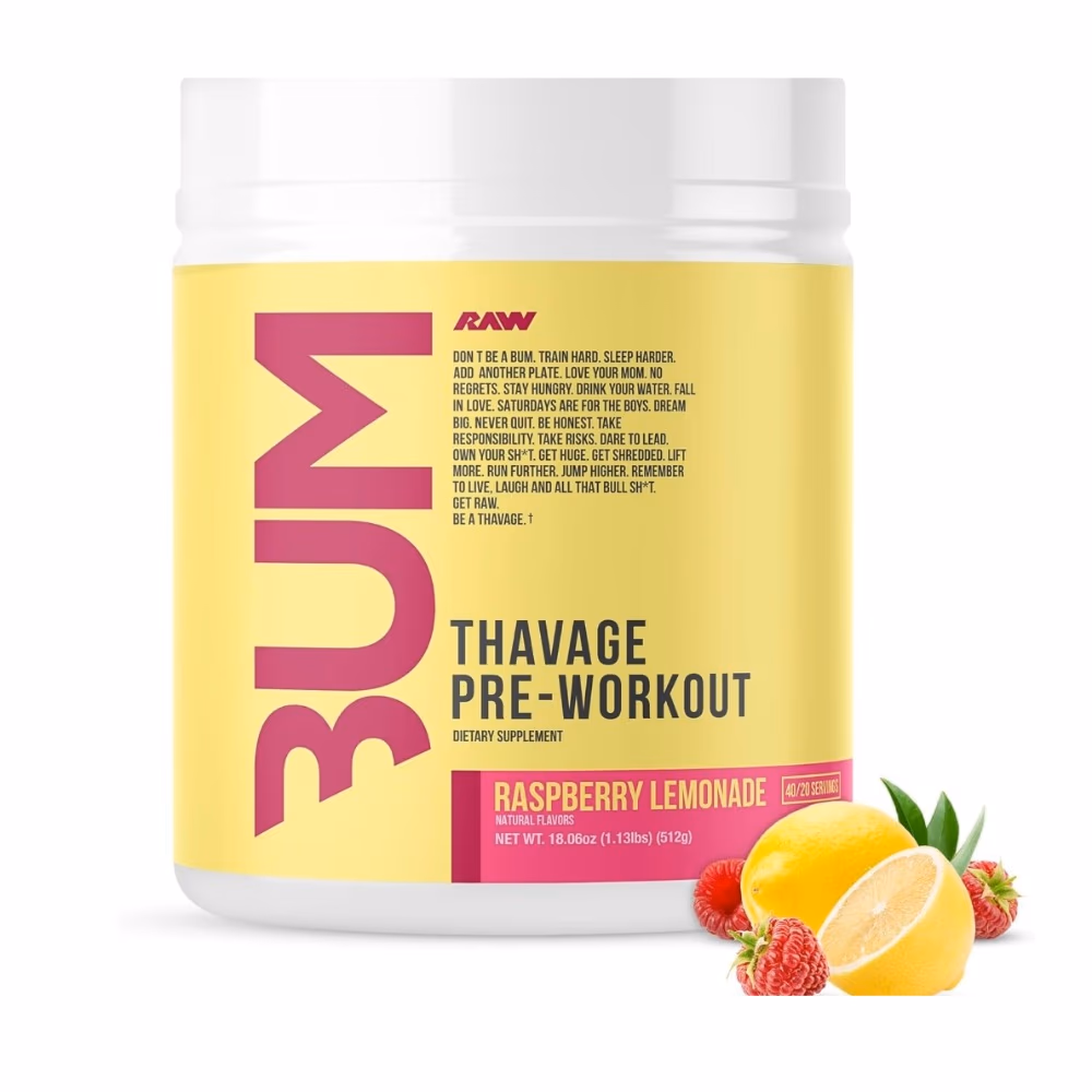 Raw Bum Thavage Pre-Workout 512g Raspberry Lemonade 1