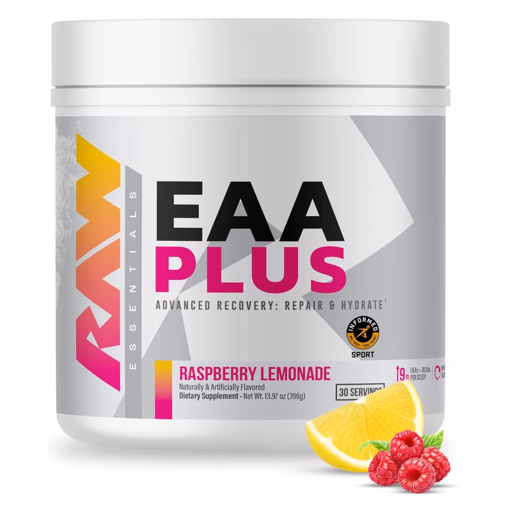 Raw Nutrition EAA Plus Powder – Raspberry Lemonade 396g