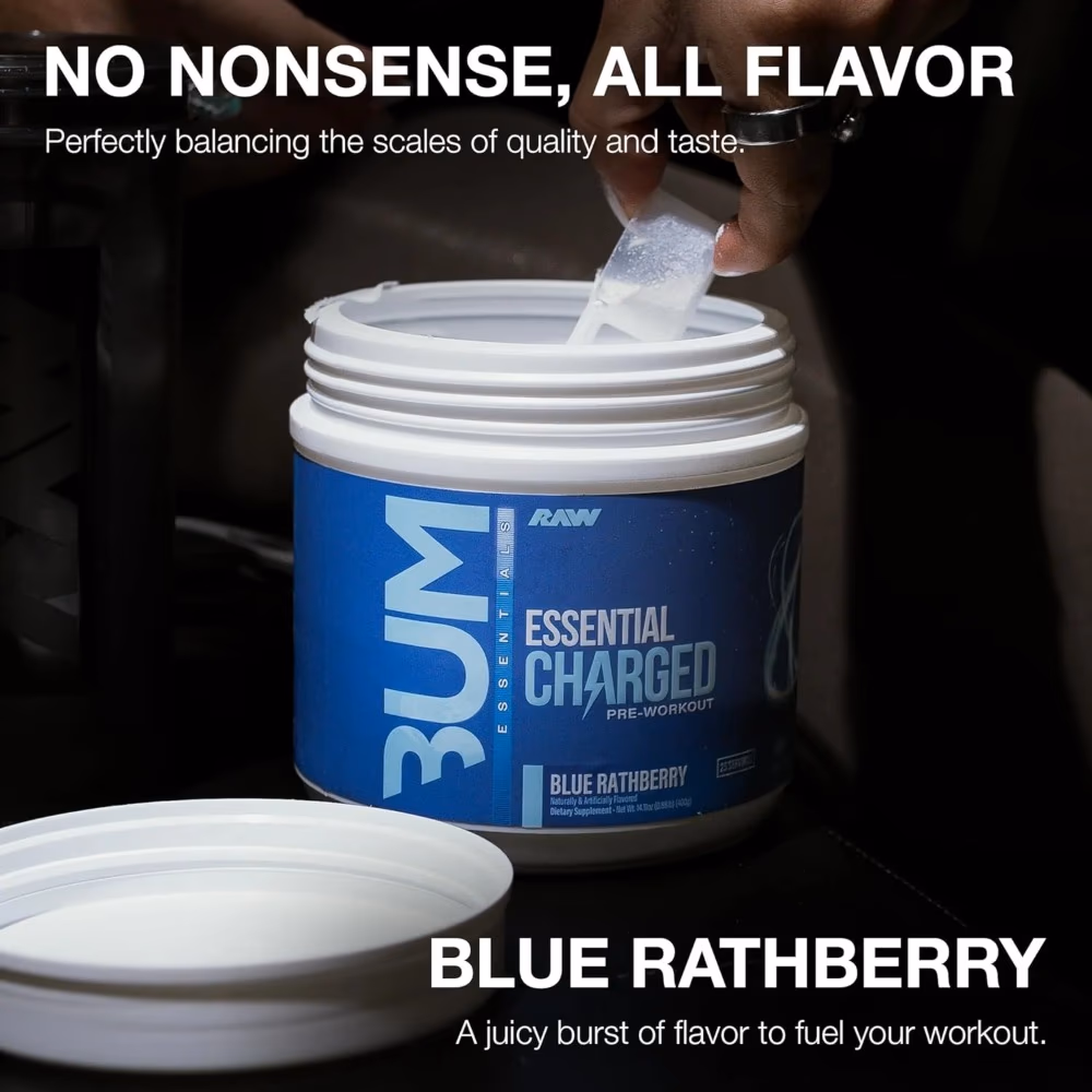 Raw Essential Charged Pre Work Out Blue Rathberry 405g 5