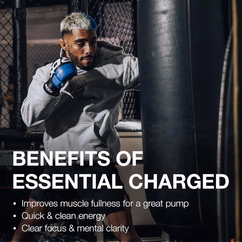 Raw Essential Charged Pre Work Out Blue Rathberry 405g 3