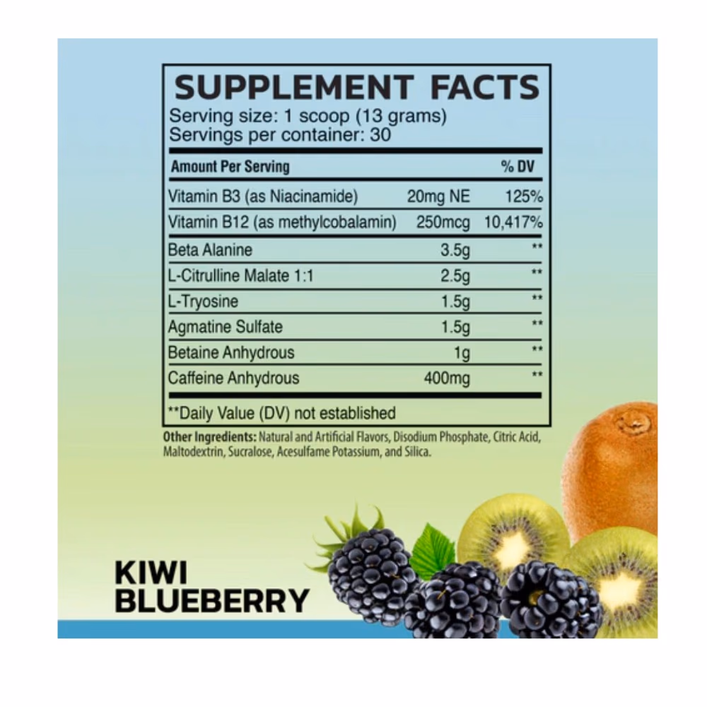 Raw Pre Extreme Kiwi Blueberry 360gm 2