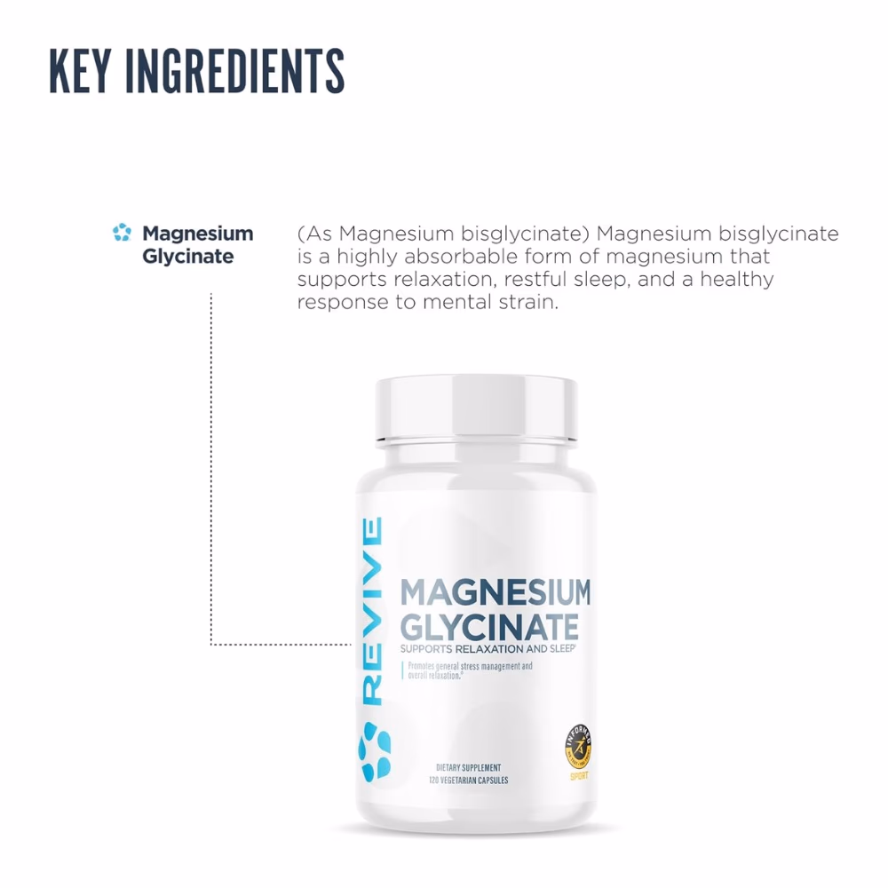 Revive Magnesium Glycinate 120 Capsules - Chelated Magnesium Supplement 3