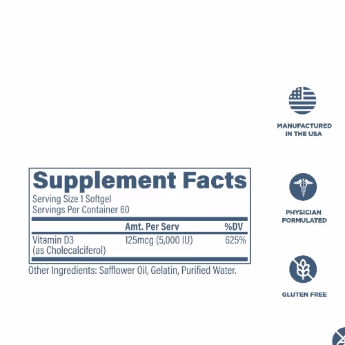 Revive Vitamin D3 125mcg (5000 IU) 60 Softgels 3